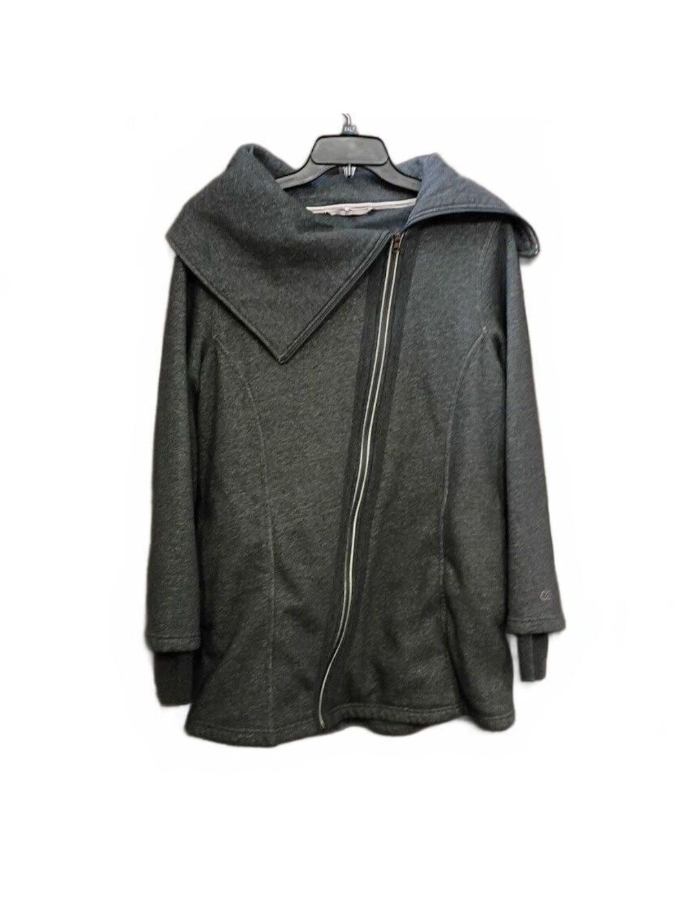Calia Gray Asymmetrical Zip Jacket with Large Collar Size XL